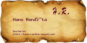 Hans Renáta névjegykártya